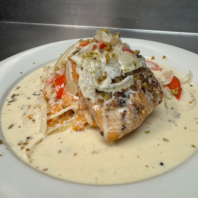 Pistachio Encrusted Salmon.