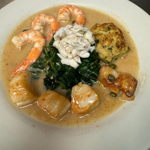 Mirna's Seafood Trio.