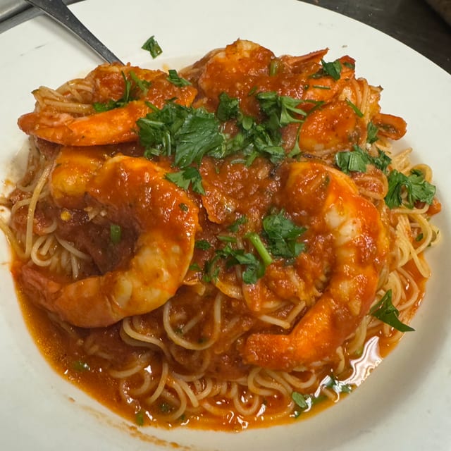 Capellini & Shrimp.