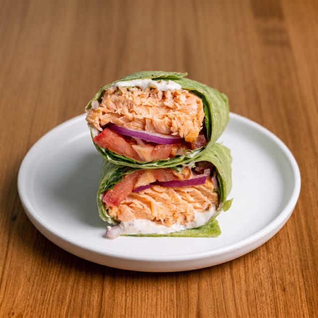Grilled Salmon Wrap.